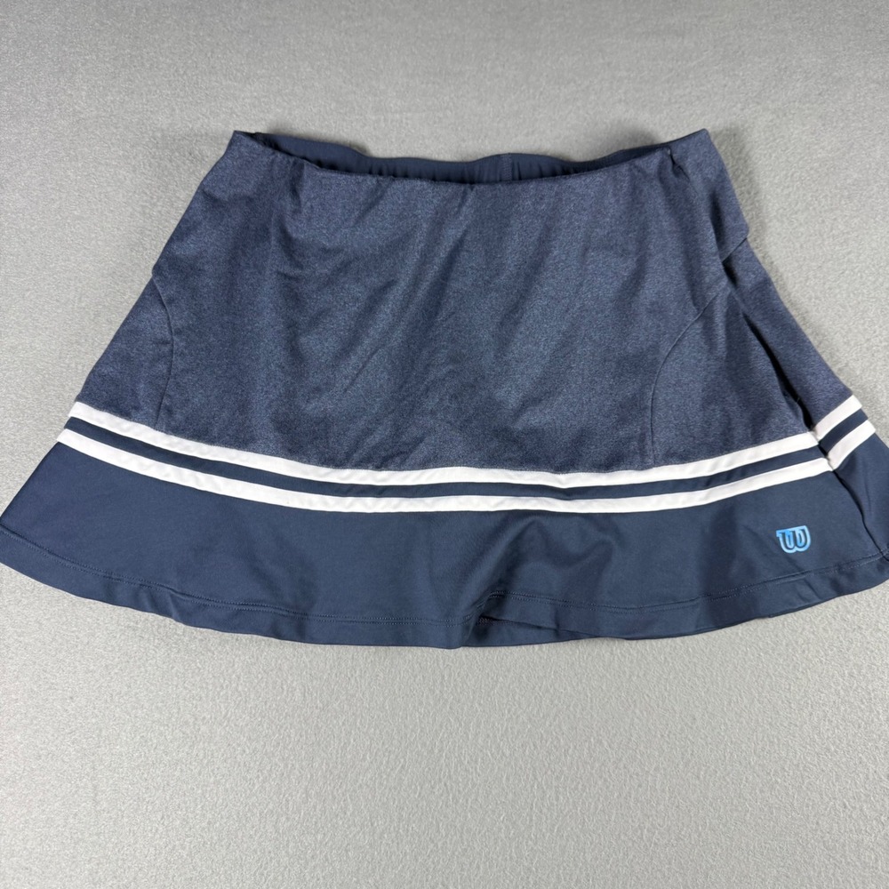Wilson Womens Tennis Skort Medium Navy Blue White Stripe Athletic Golf Skirt